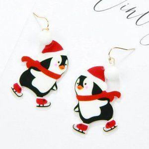 Christmas Penguin Drop Earrings